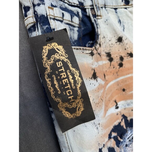 FWRD Paint Splatter Men’s Slim Fit Stretch Distressed Jeans Size 38x32 - Picture 10 of 13